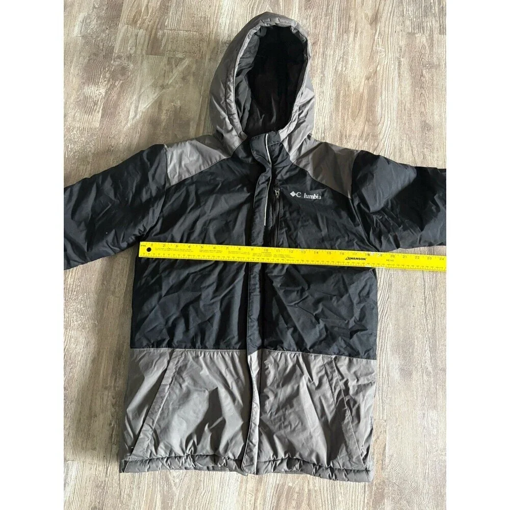 Columbia Lightning Lift Insulated Hood Zip Jacket SB5022 Black Gray Boy Medium